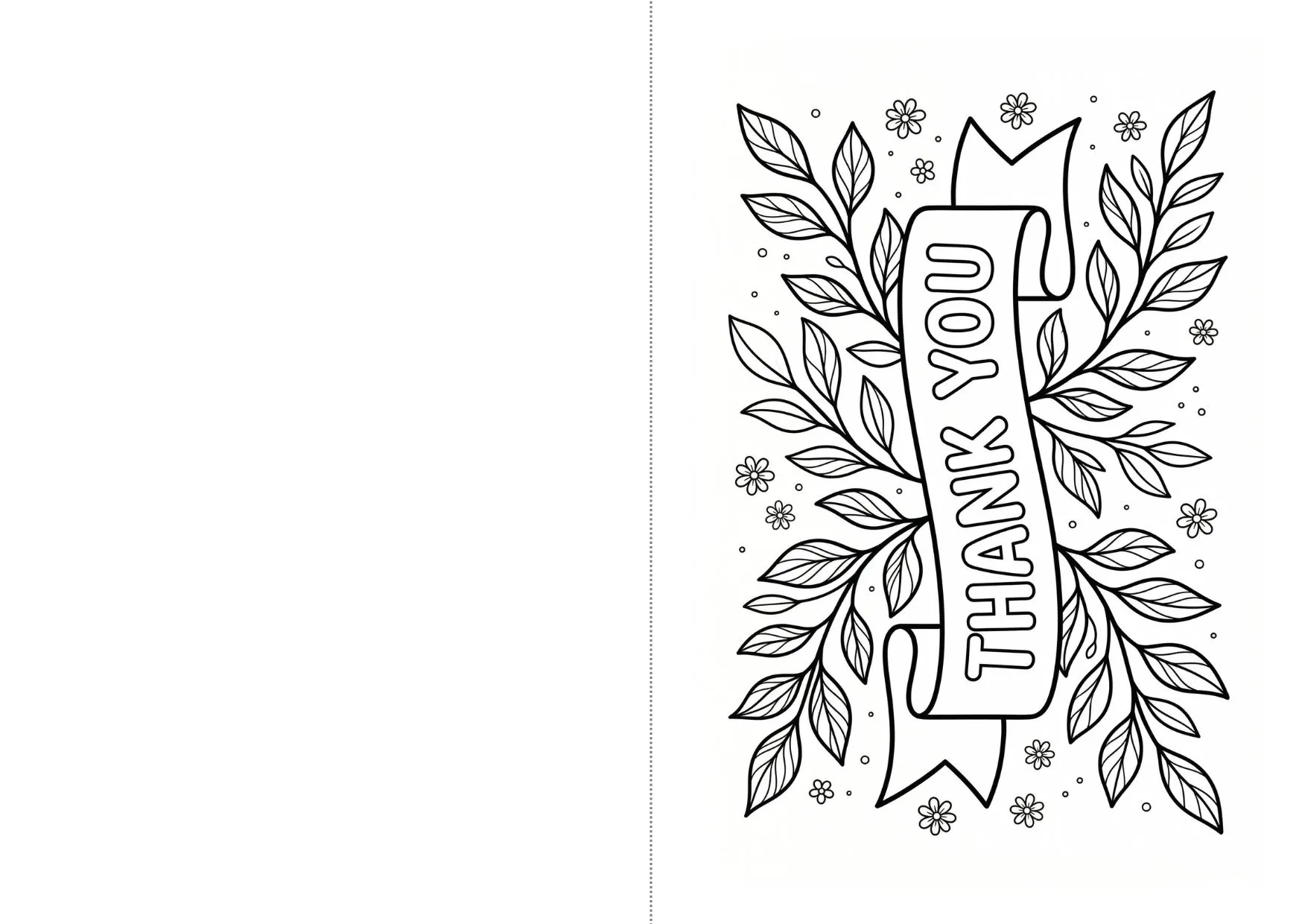 Thank You Greeting Card Coloring Page 1