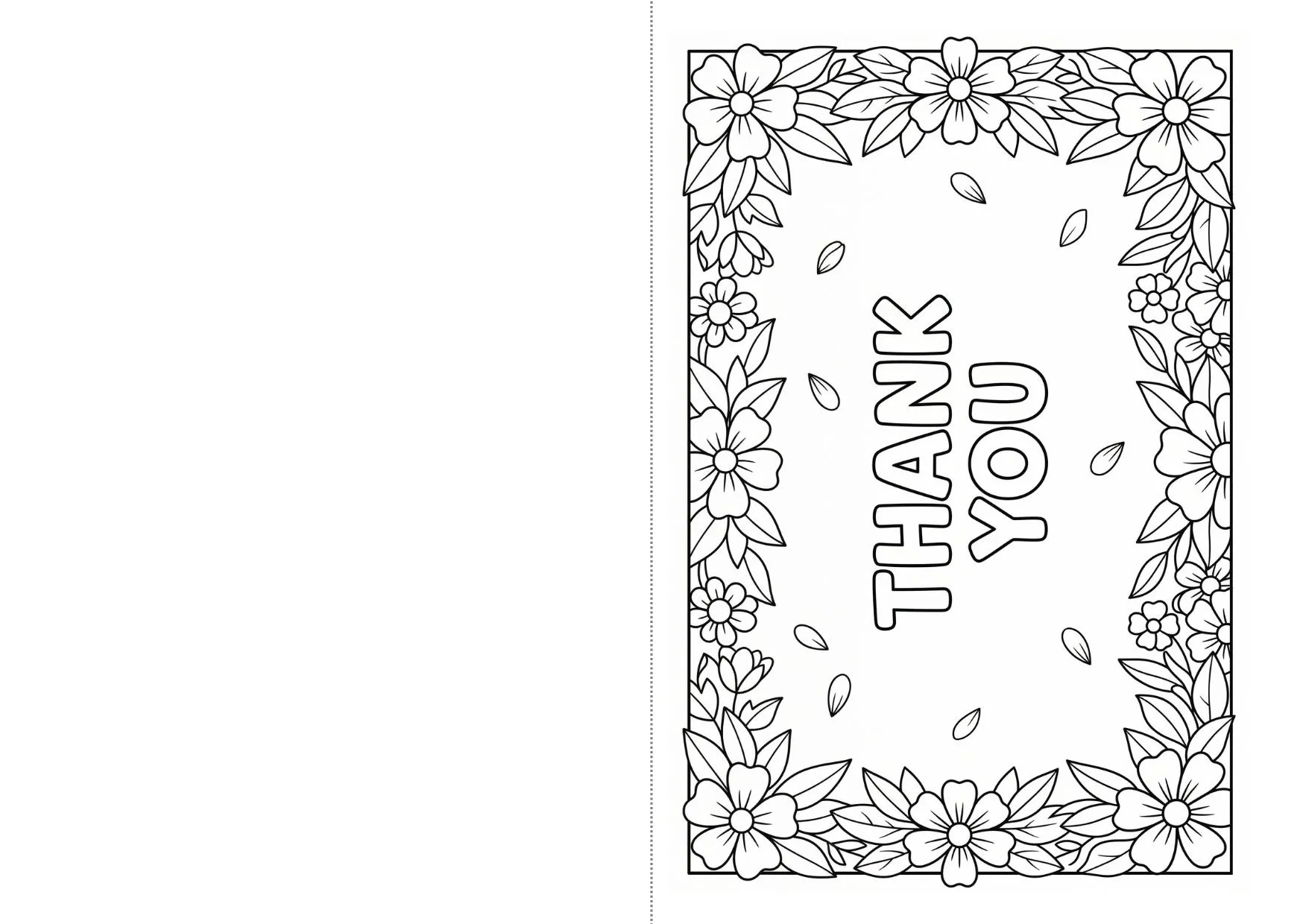 Thank You Greeting Card Coloring Page 3