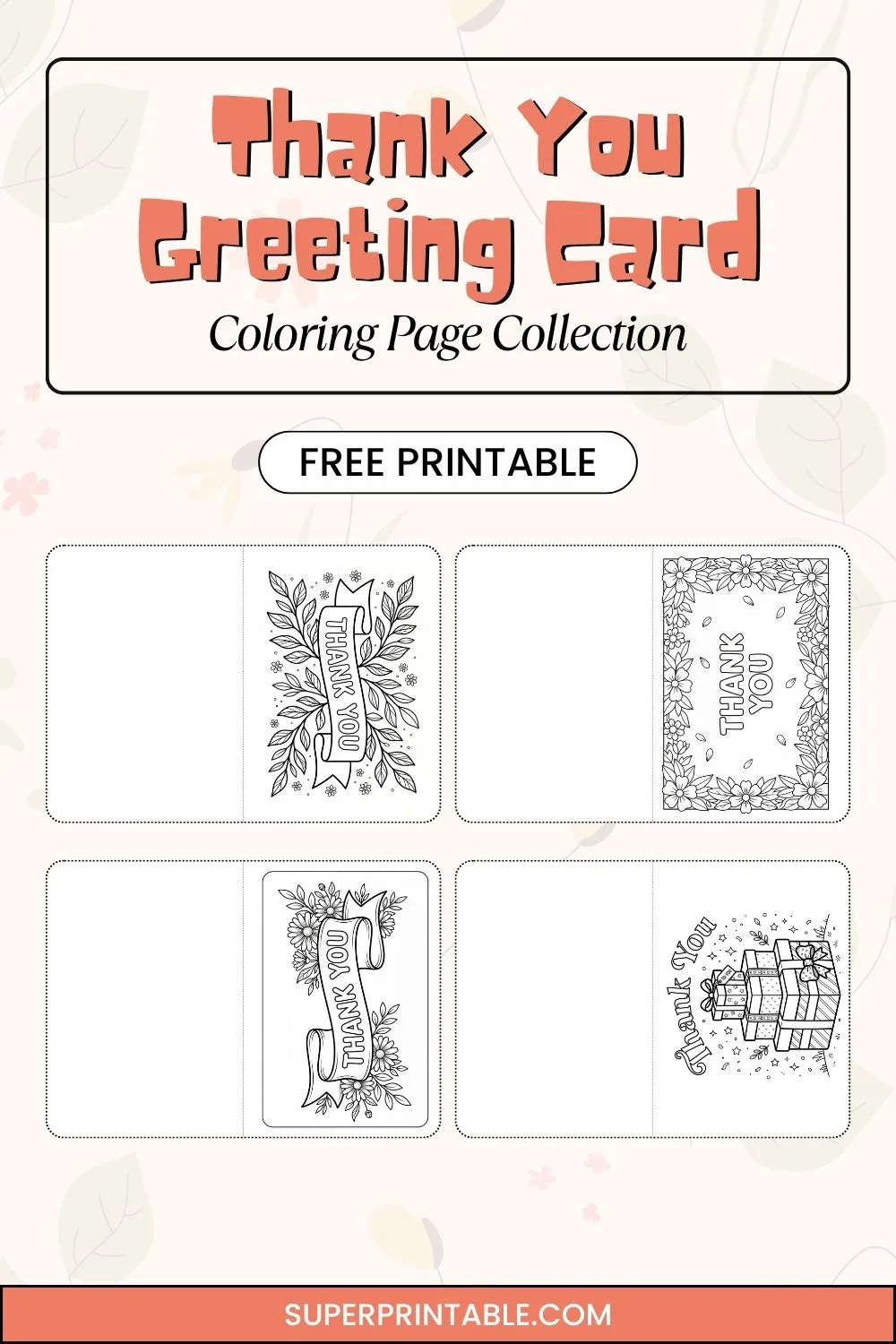 Thank You Greeting Card Coloring Page Pinterest Image