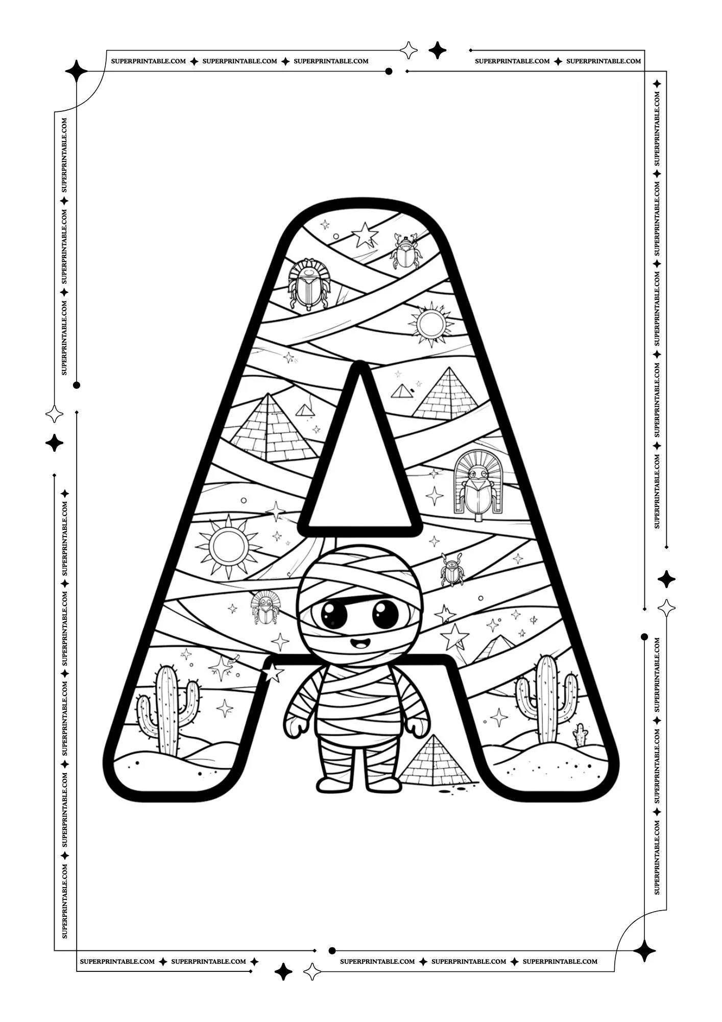 The Mummy Alphabet Coloring Pages 1