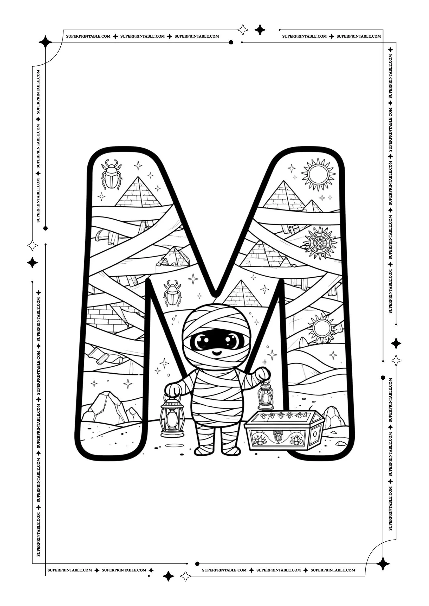 The Mummy Alphabet Coloring Pages 13