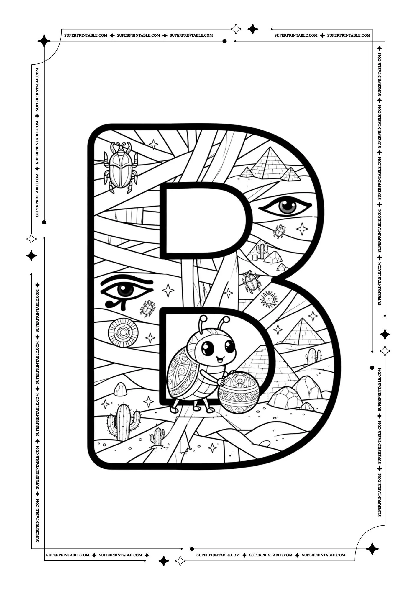 The Mummy Alphabet Coloring Pages 2