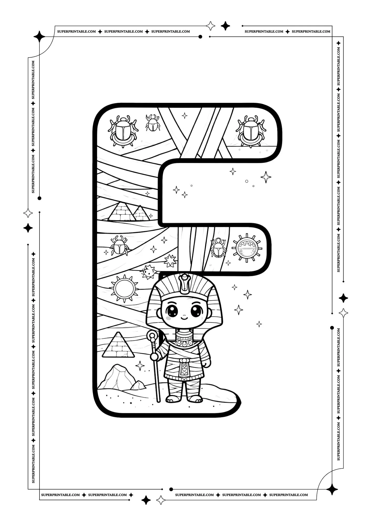 The Mummy Alphabet Coloring Pages 6