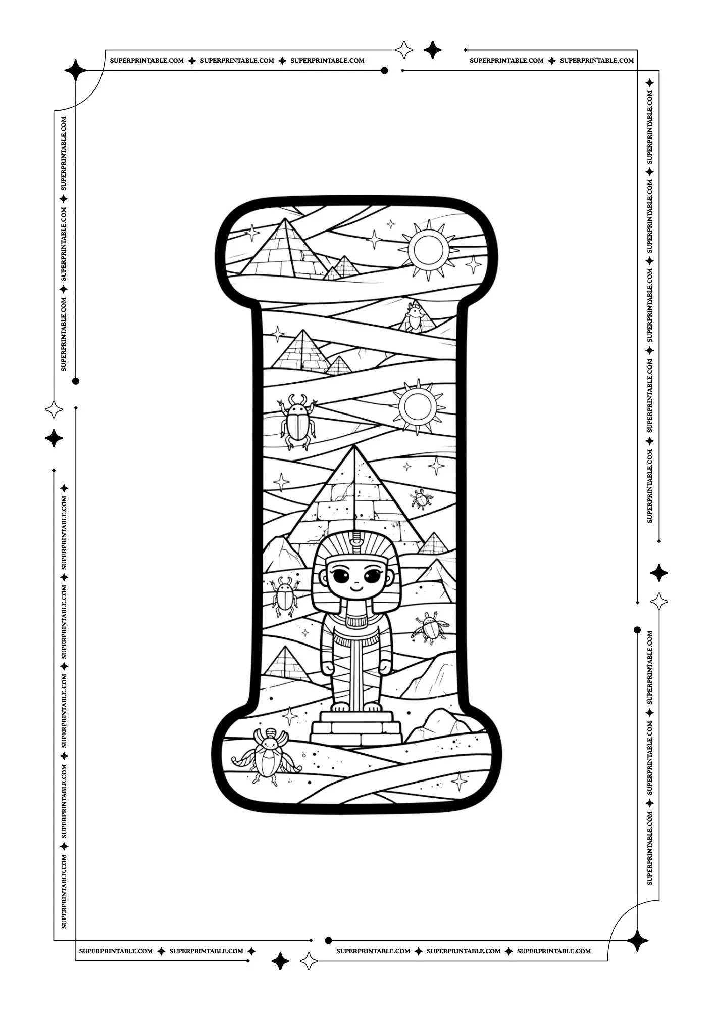 The Mummy Alphabet Coloring Pages 9