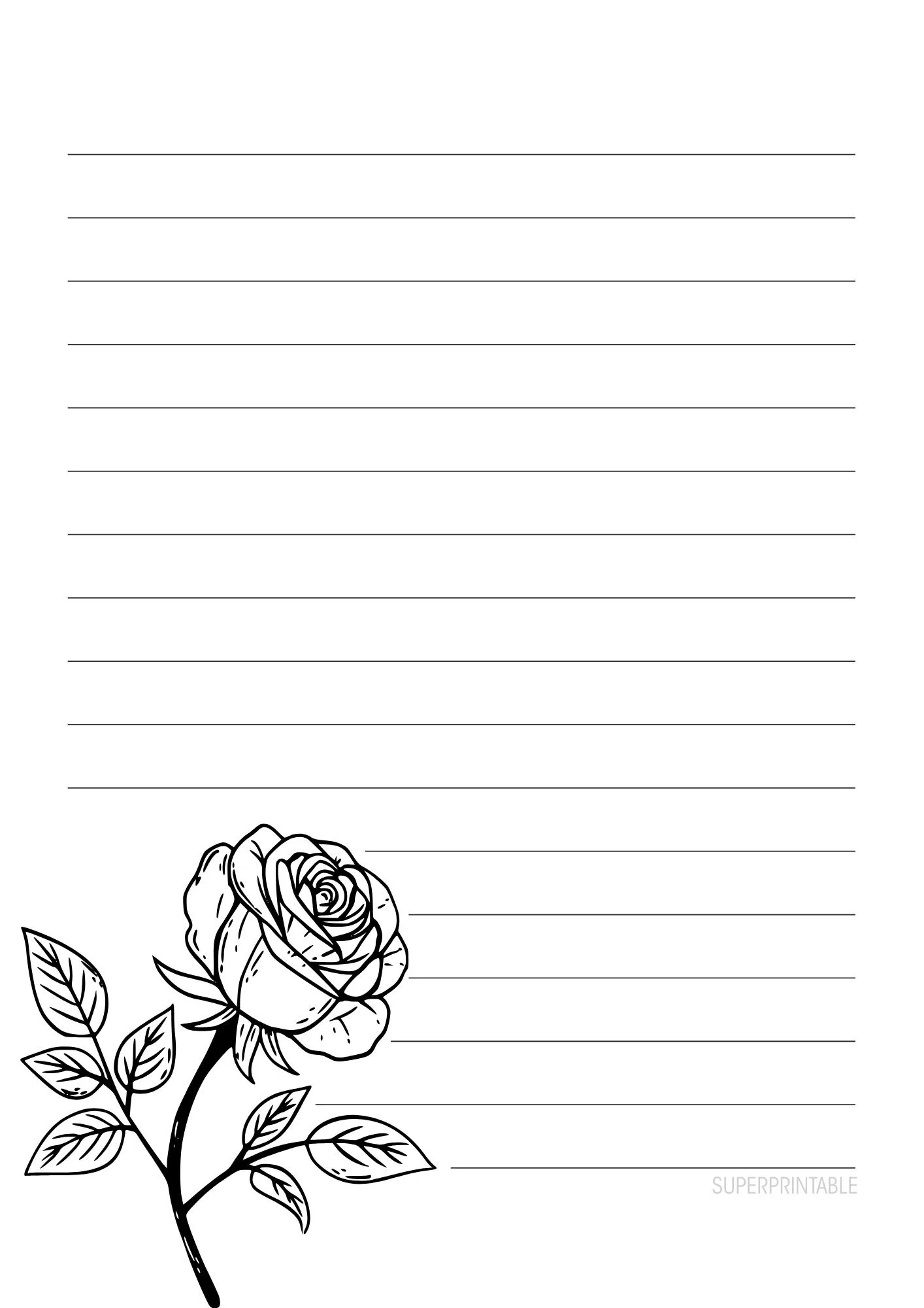 Vintage Rose Lined Writing Paper 1