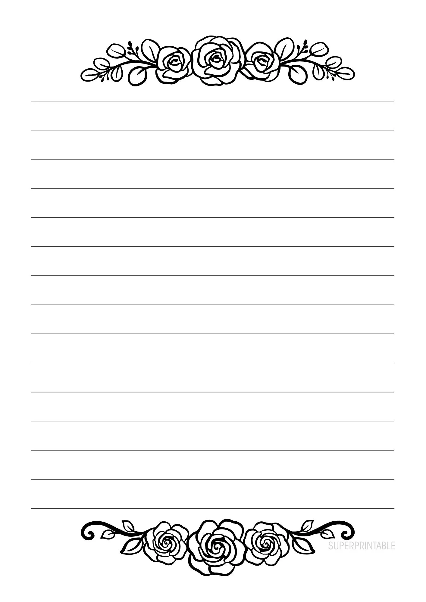 Vintage Rose Lined Writing Paper 2