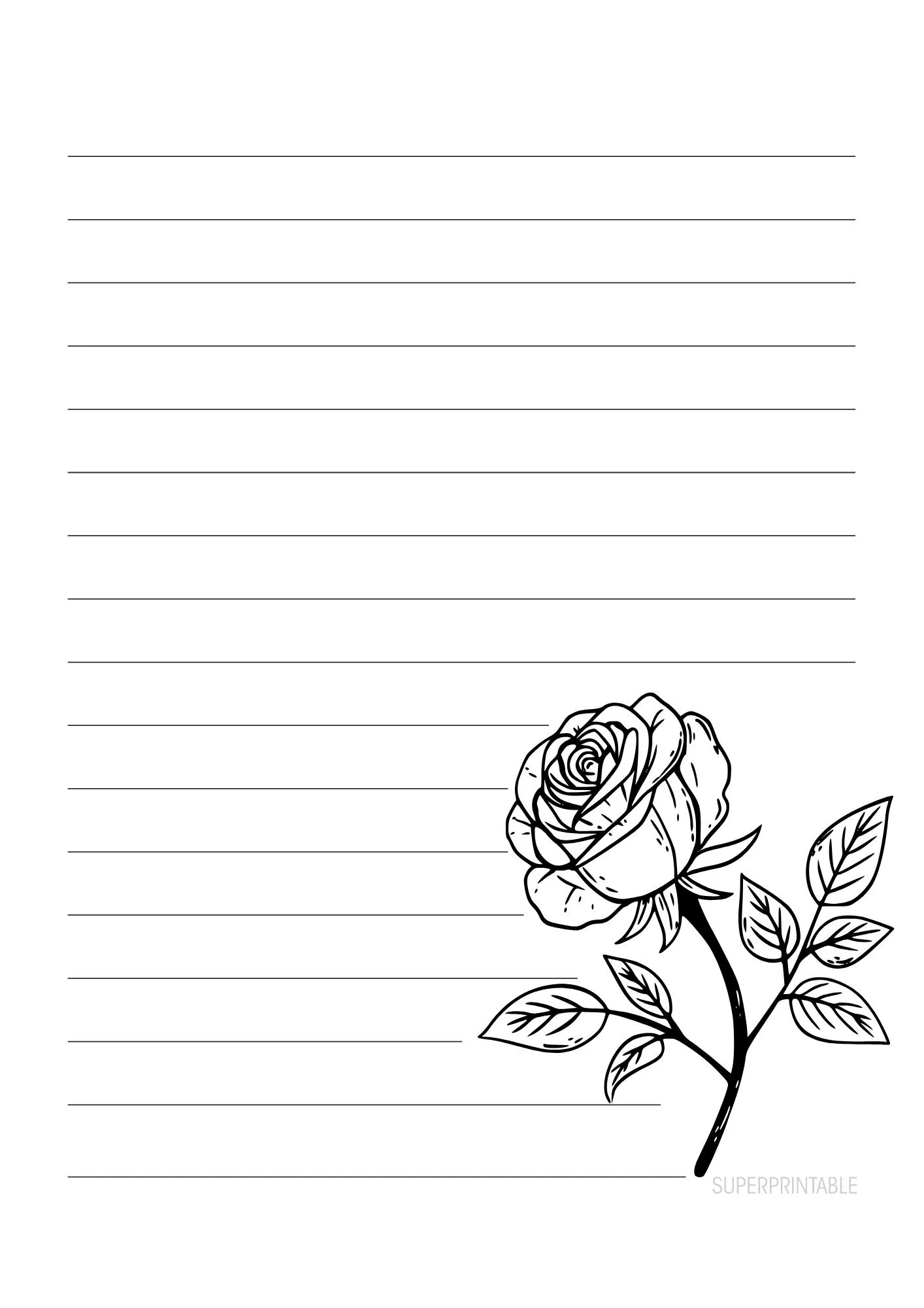 Vintage Rose Lined Writing Paper 3