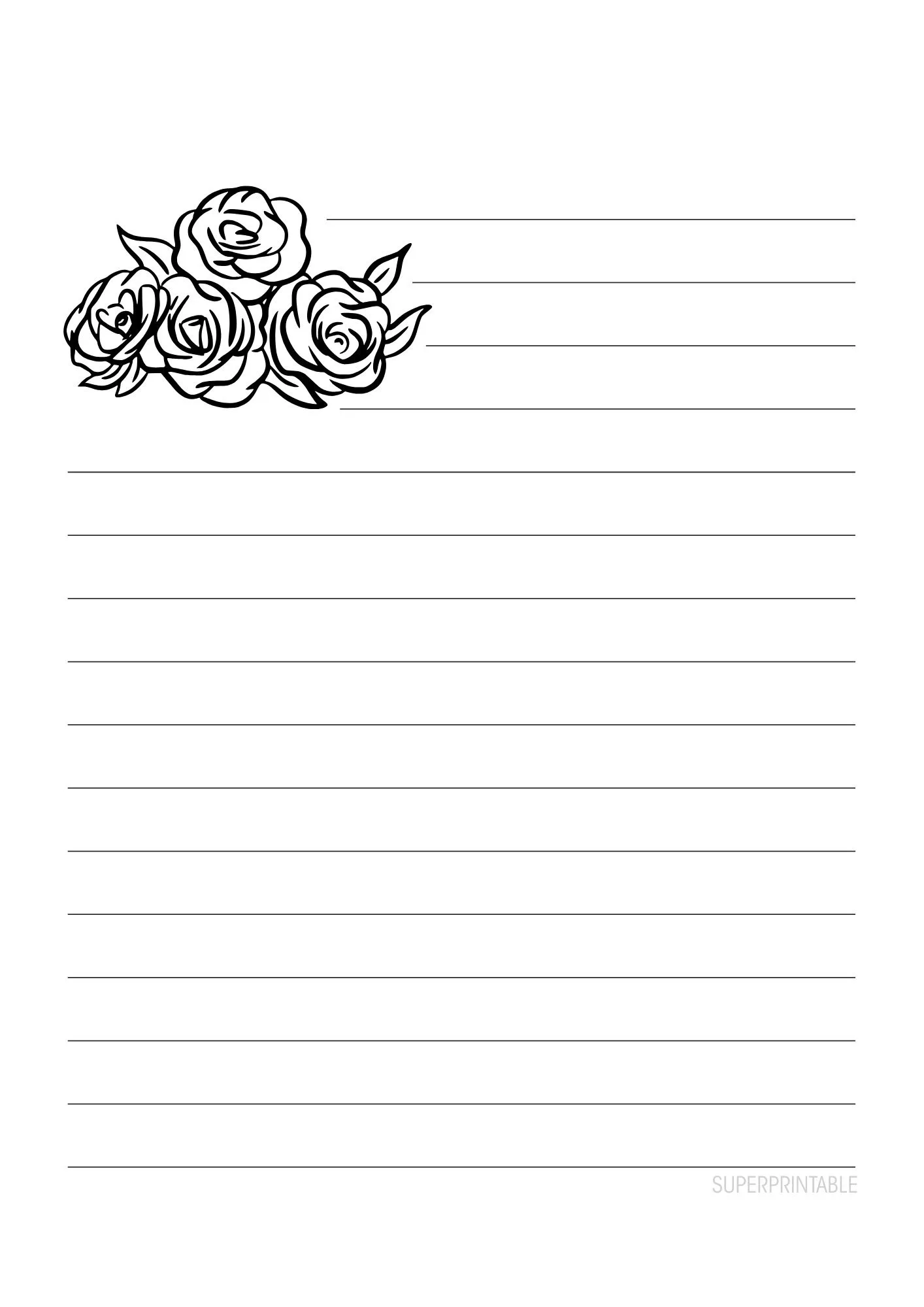 Vintage Rose Lined Writing Paper 4