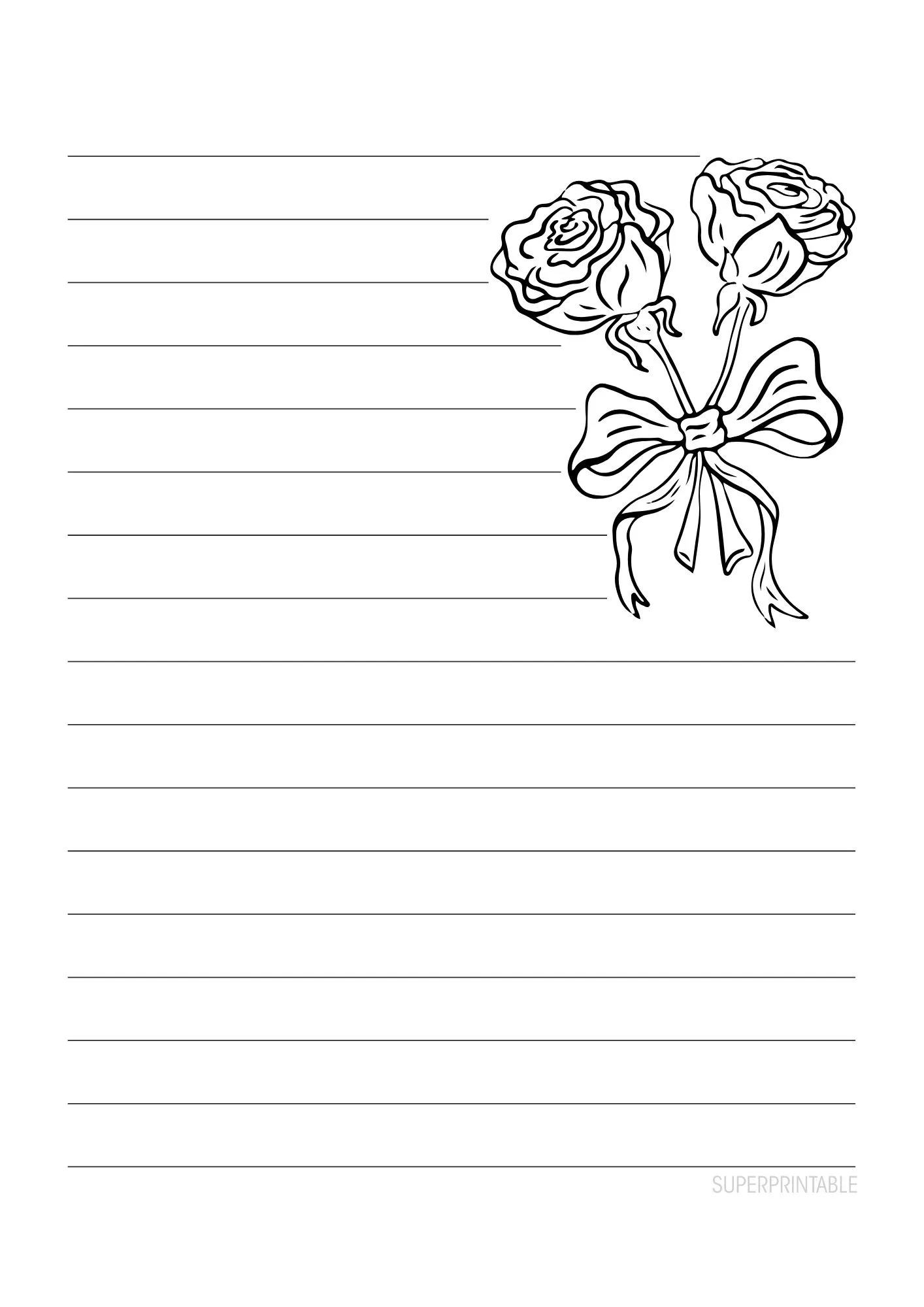 Vintage Rose Lined Writing Paper 6