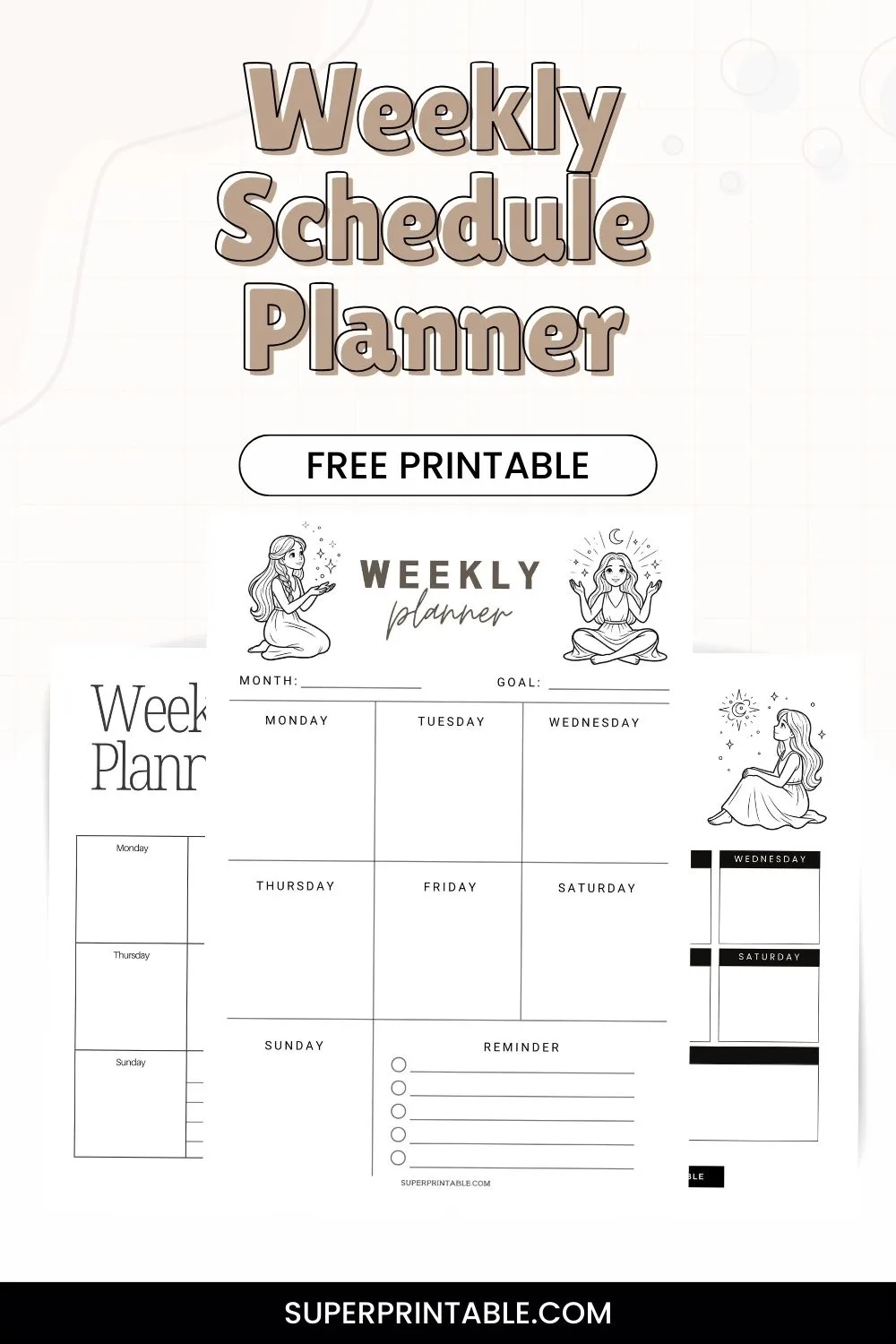 Weekly Schedule Planner Template Pinterest Image