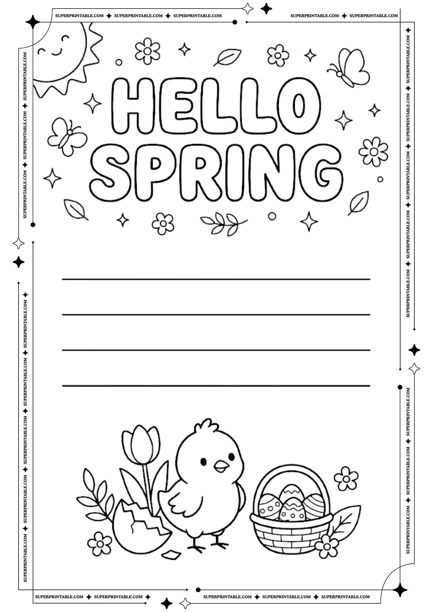 Welcome Spring Coloring Greeting Cards 2
