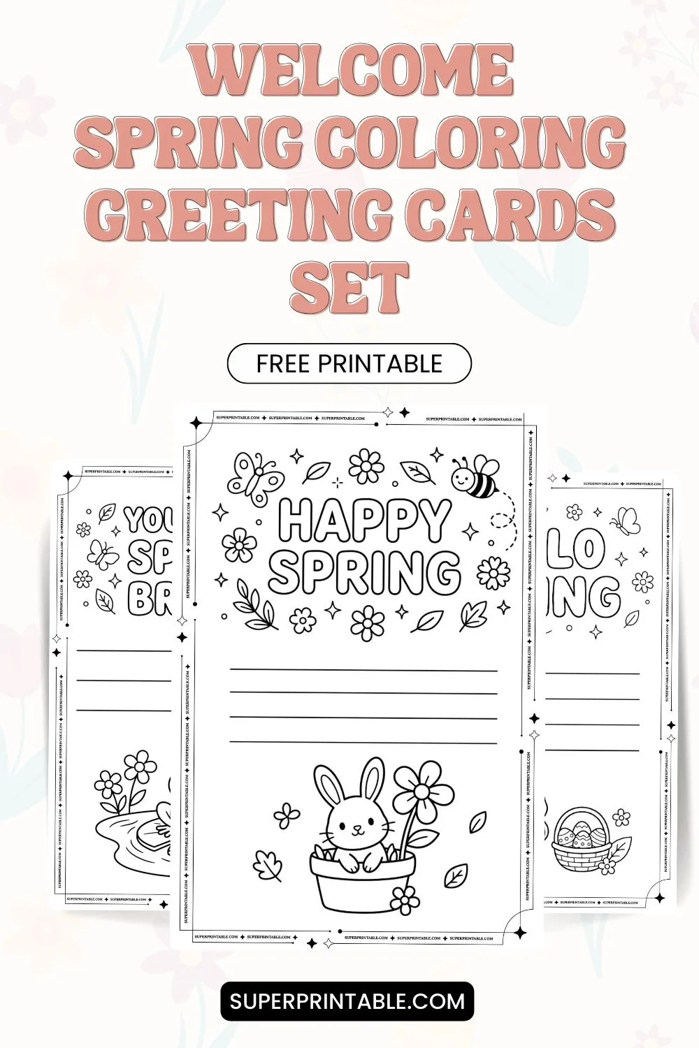 Welcome Spring Coloring Greeting Cards Pinterest Image