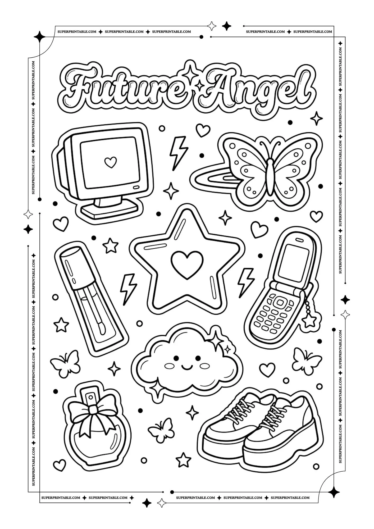 Y2k Stickers Coloring Pages 3
