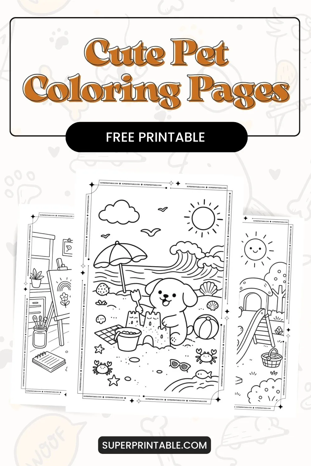 10+ Cute Pet Coloring Pages Pinterest Image
