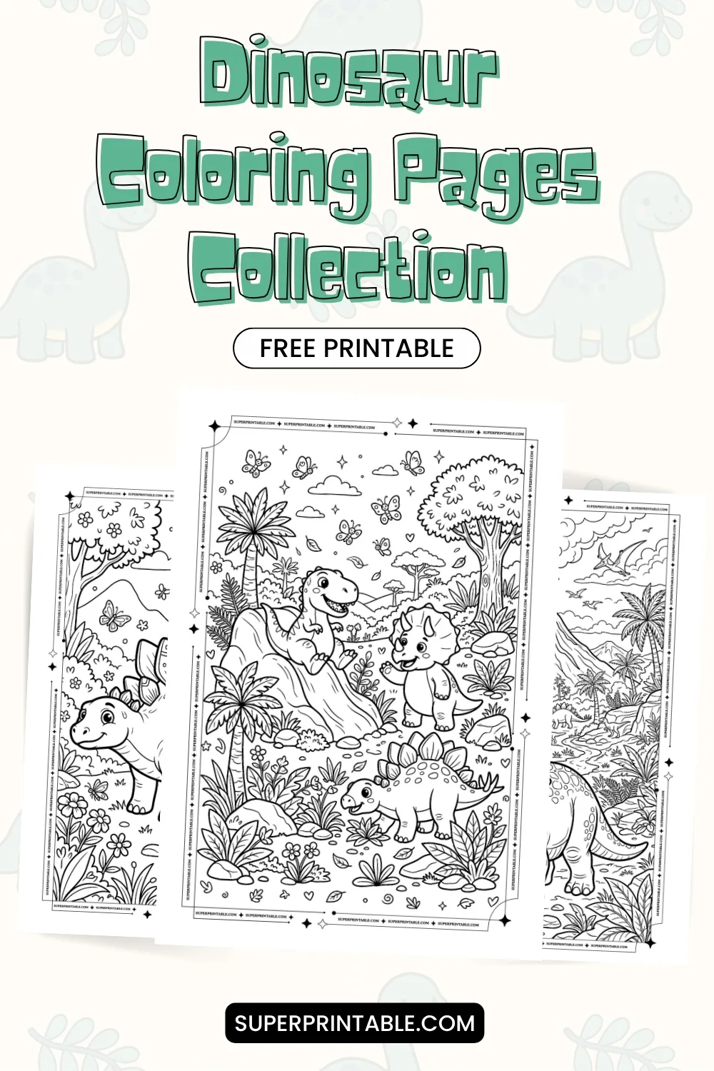 10 Dinosaur Coloring Pages Pinterest Image