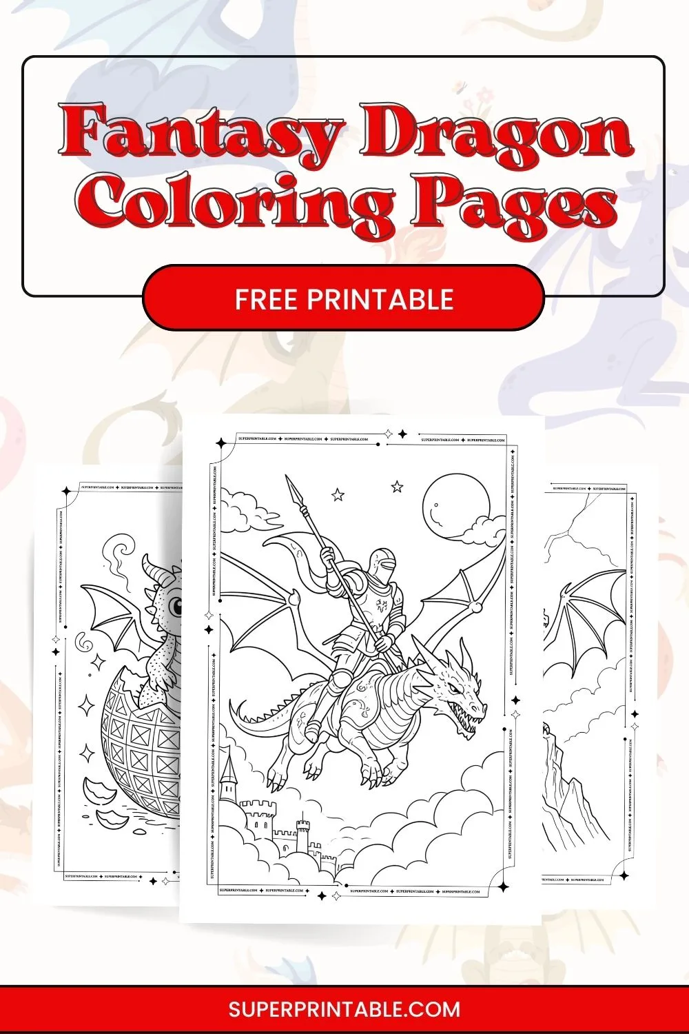 10+ Fantasy Dragon Coloring Pages Pinterest Image