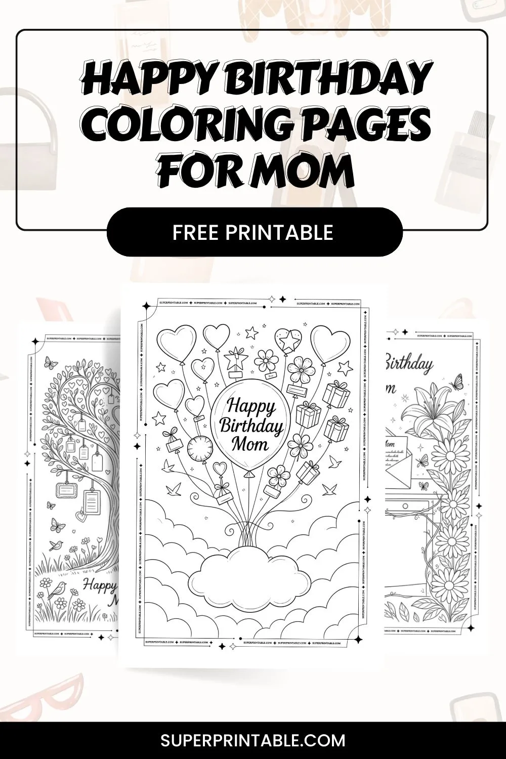 10+ Happy Birthday Coloring Pages For Mom Pinterest Image