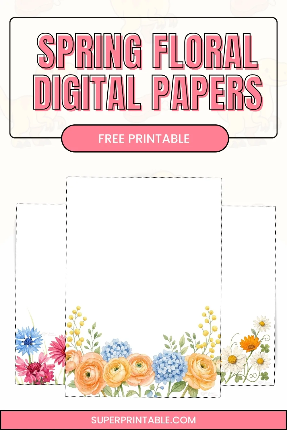 10 Spring Floral Digital Papers Pinterest Image