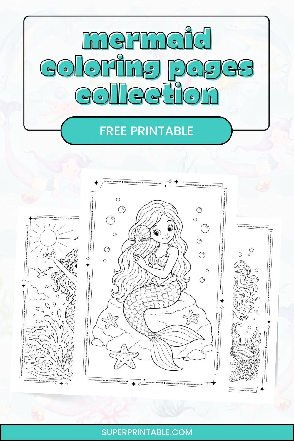 12+ Mermaid Coloring Pages Pinterest Image