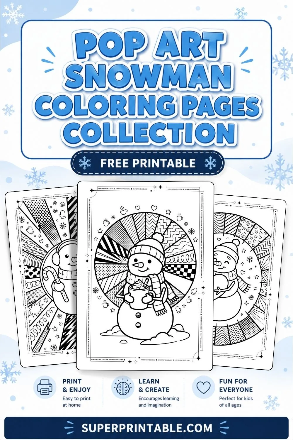 12+ Pop Art Snowman Coloring Pages Pinterest Image