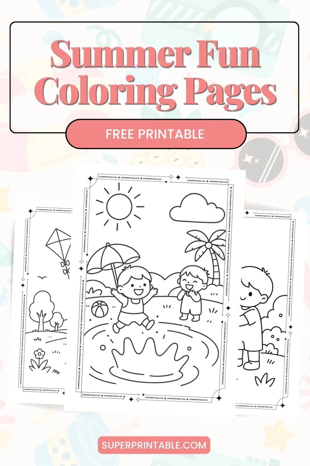 15+ Summer Fun Coloring Pages Pinterest Image