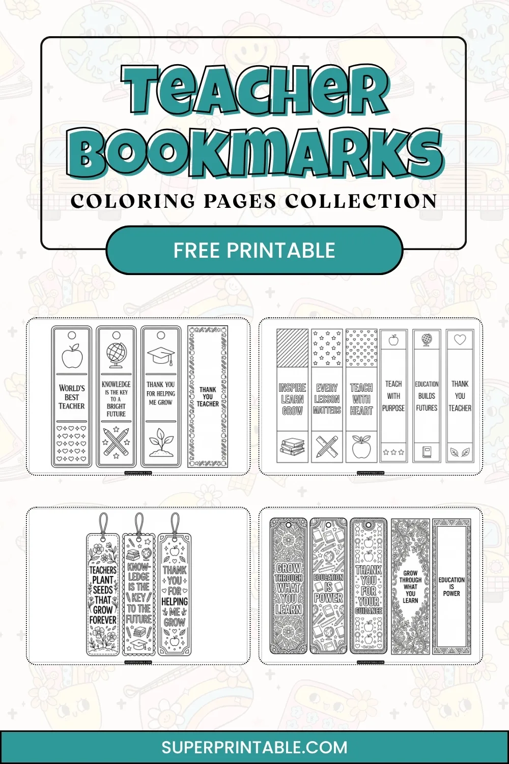 15+ Teacher Bookmarks Coloring Pages Pinterest Image