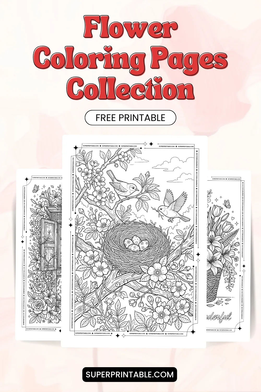 20 Flower Coloring Pages Collection Pinterest Image