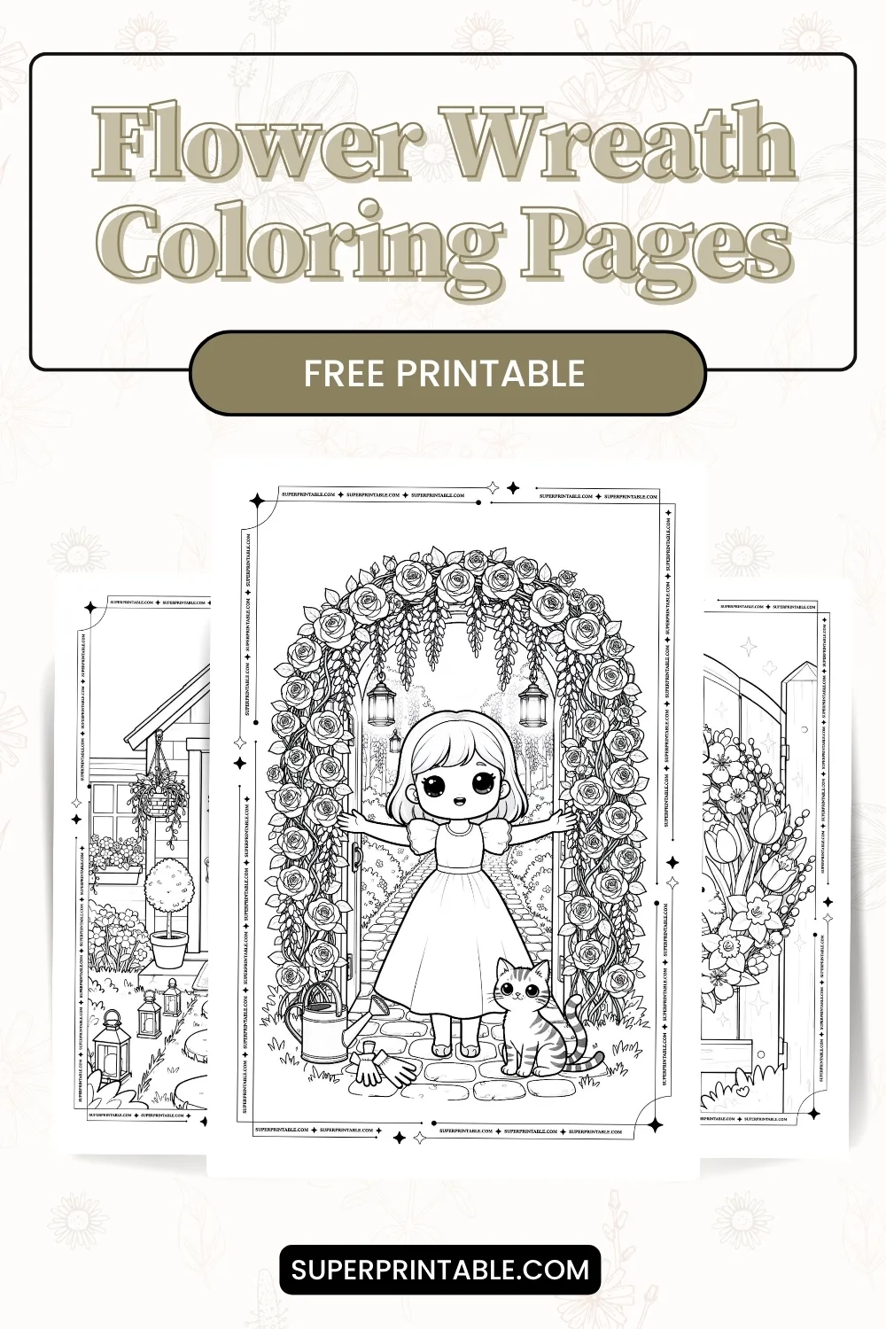 20 Flower Wreath Coloring Pages Pinterest Image