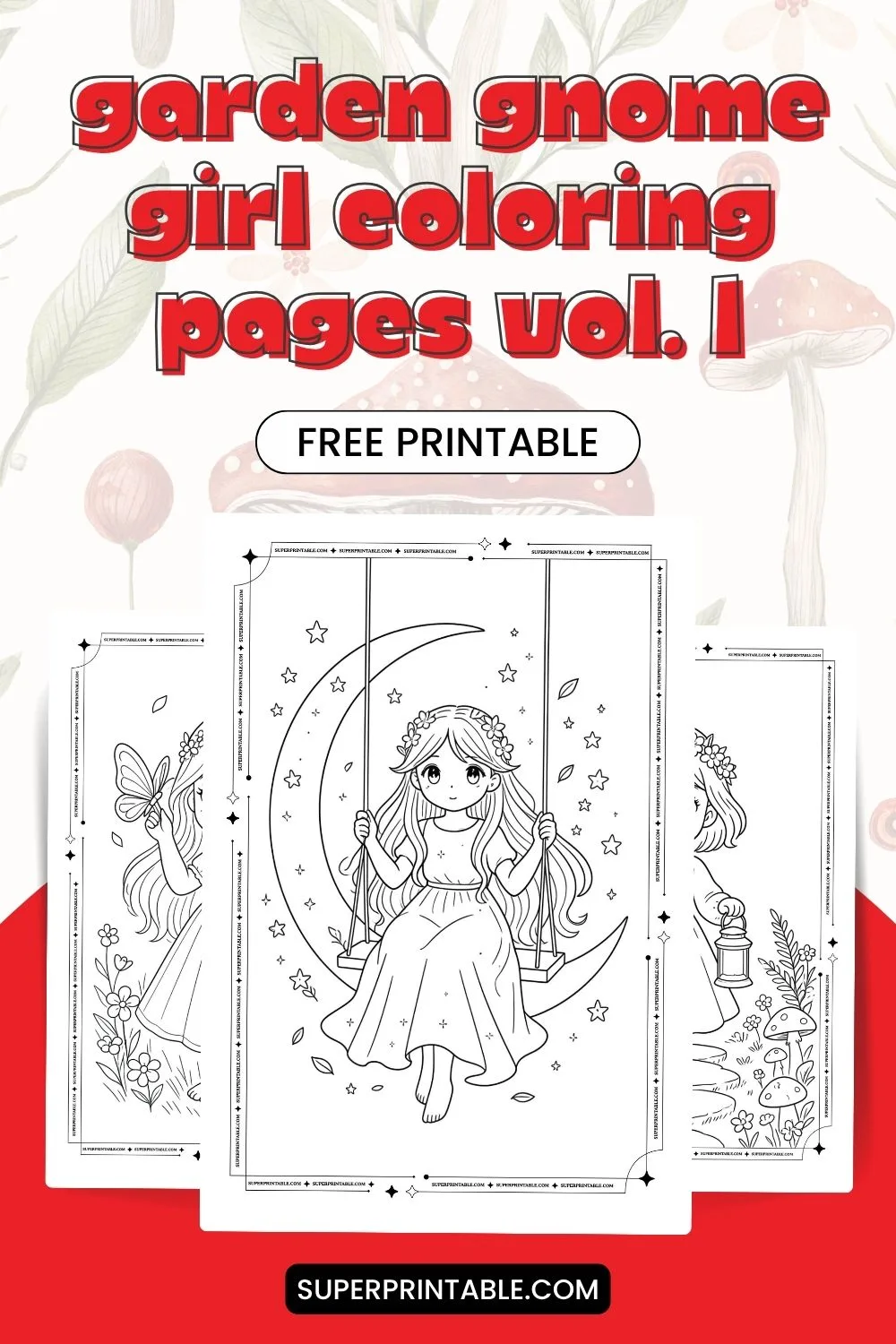 20 Garden Gnome Girl Coloring Pages Vol. 1 Pinterest Image