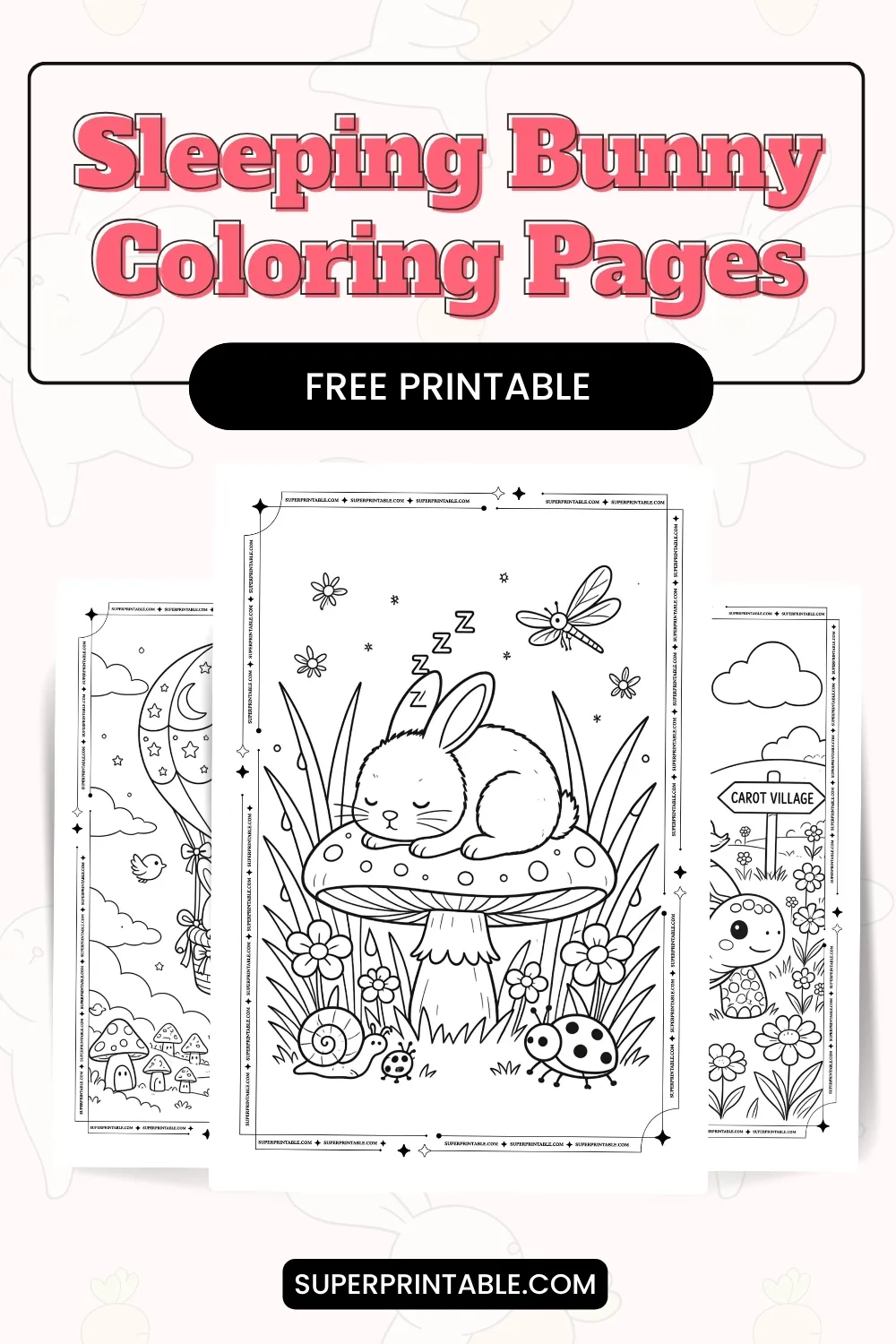 20+ Sleeping Bunny Coloring Pages Pinterest Image