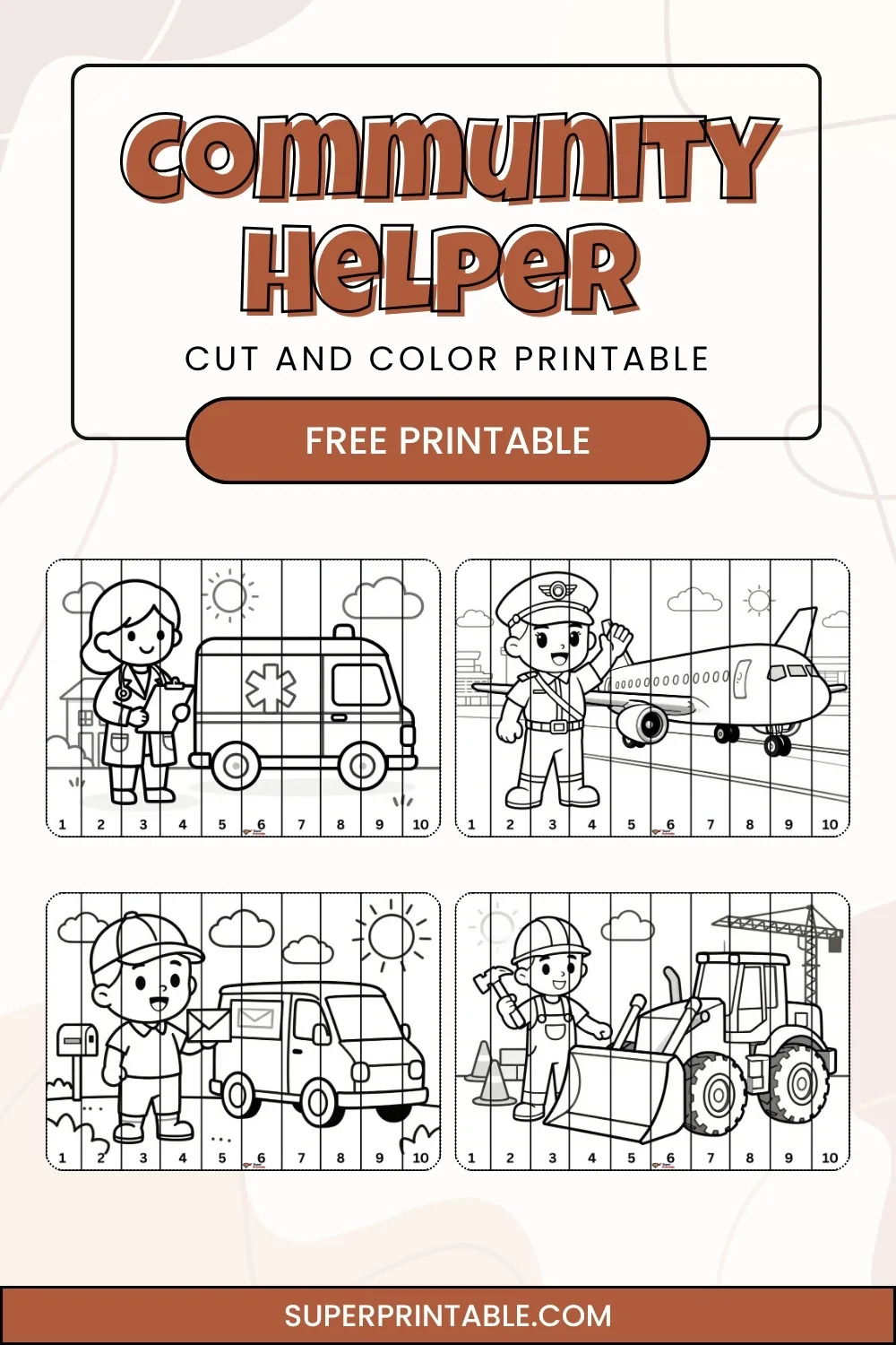 22+ Community Helper Cut and Color Pinterest Image