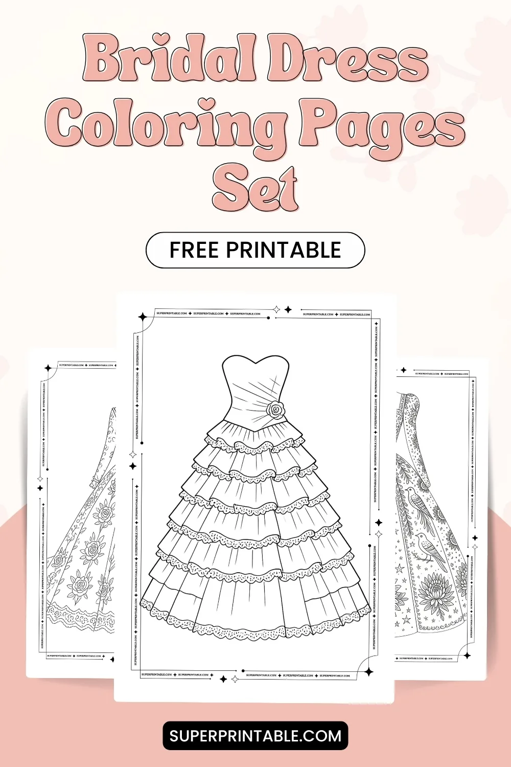 30 Bridal Dress Coloring Pages Pinterest Image