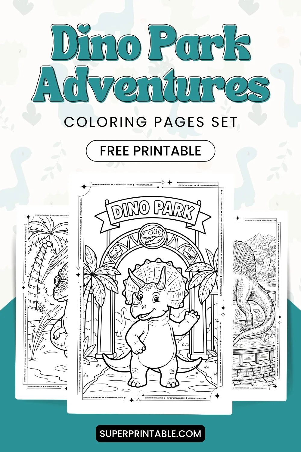 30 Dino Park Adventures Coloring Pages Pinterest Image