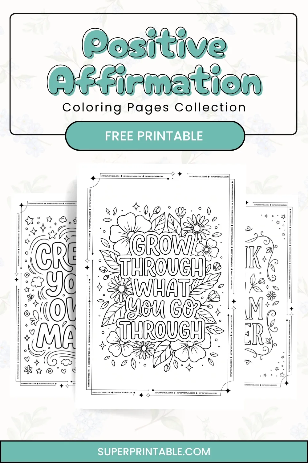 30 Positive Affirmation Coloring Pages Pinterest Image