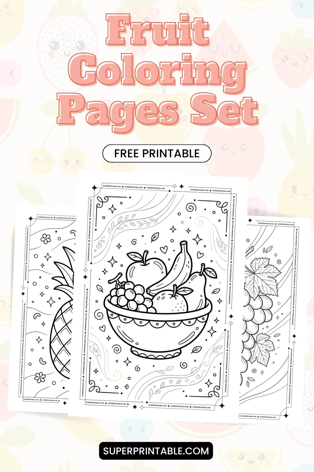 35+ Fruit Coloring Pages Set Pinterest Image
