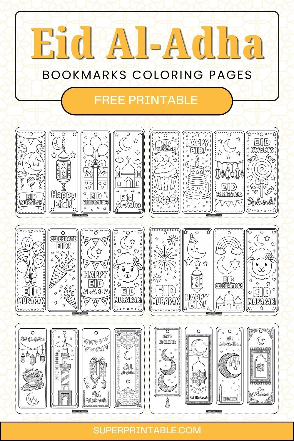 38+ Eid Al-Adha Bookmarks Coloring Pages Pinterest Image