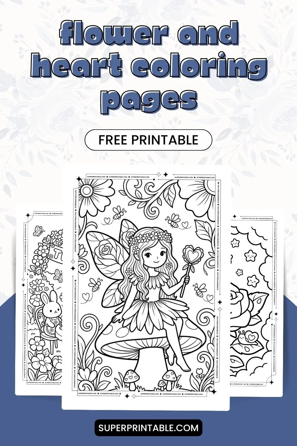 38+ Flower and Heart Coloring Pages Pinterest Image