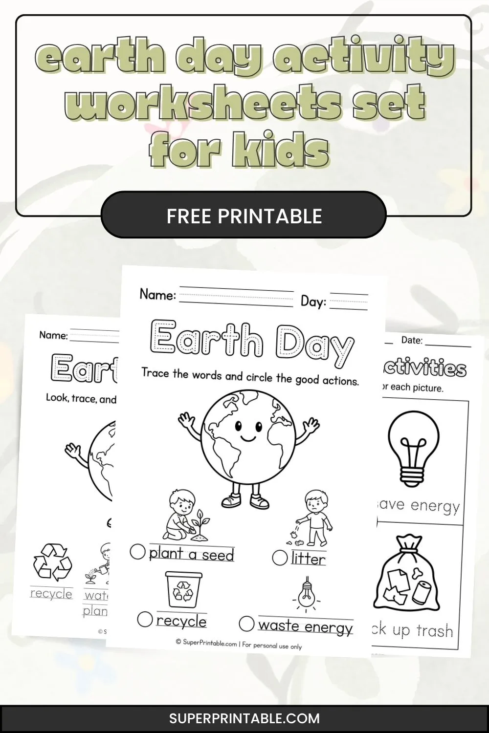 7 Earth Day Activity Worksheets for Kids Pinterest Image