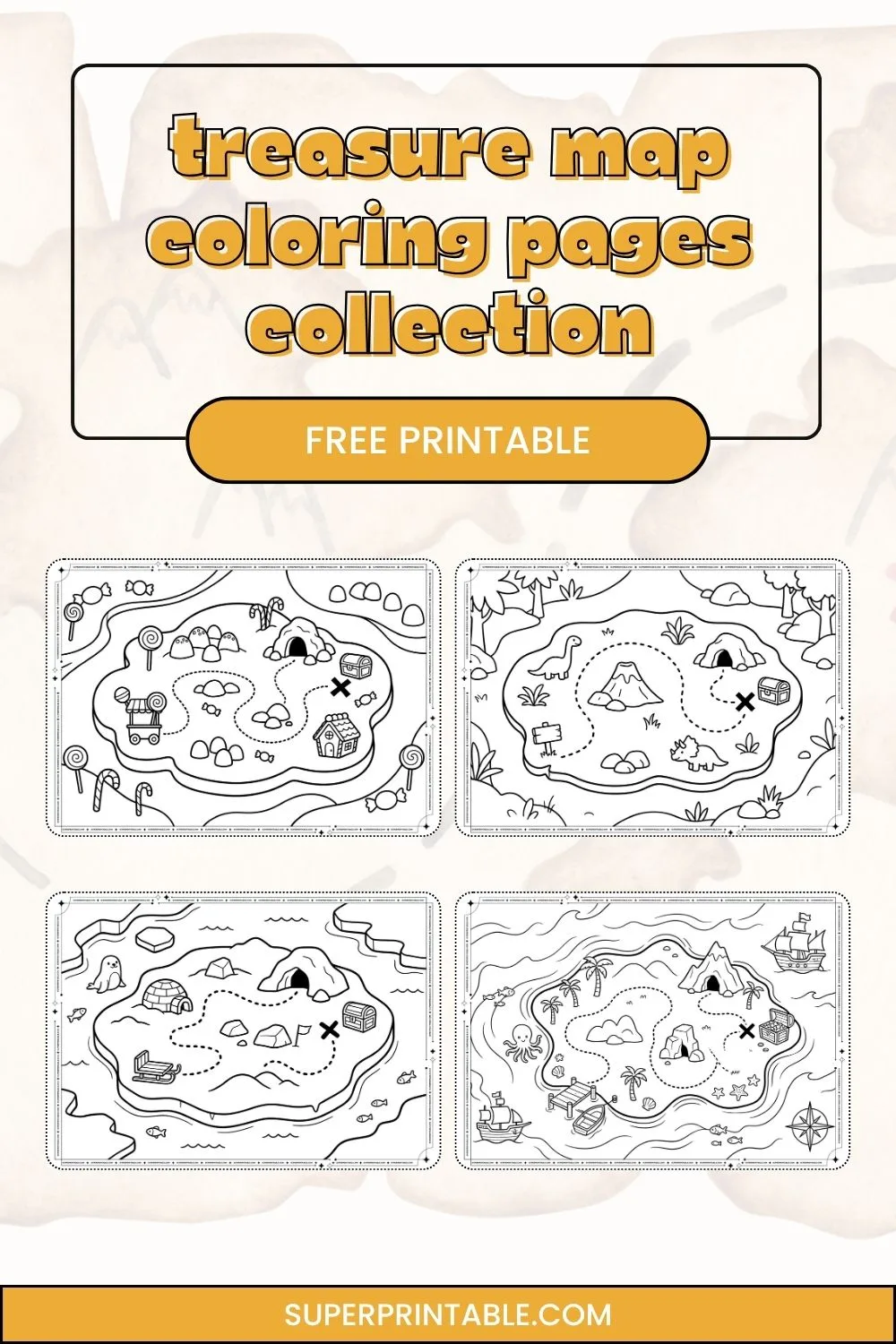 7 Treasure Map Coloring Pages Pinterest Image