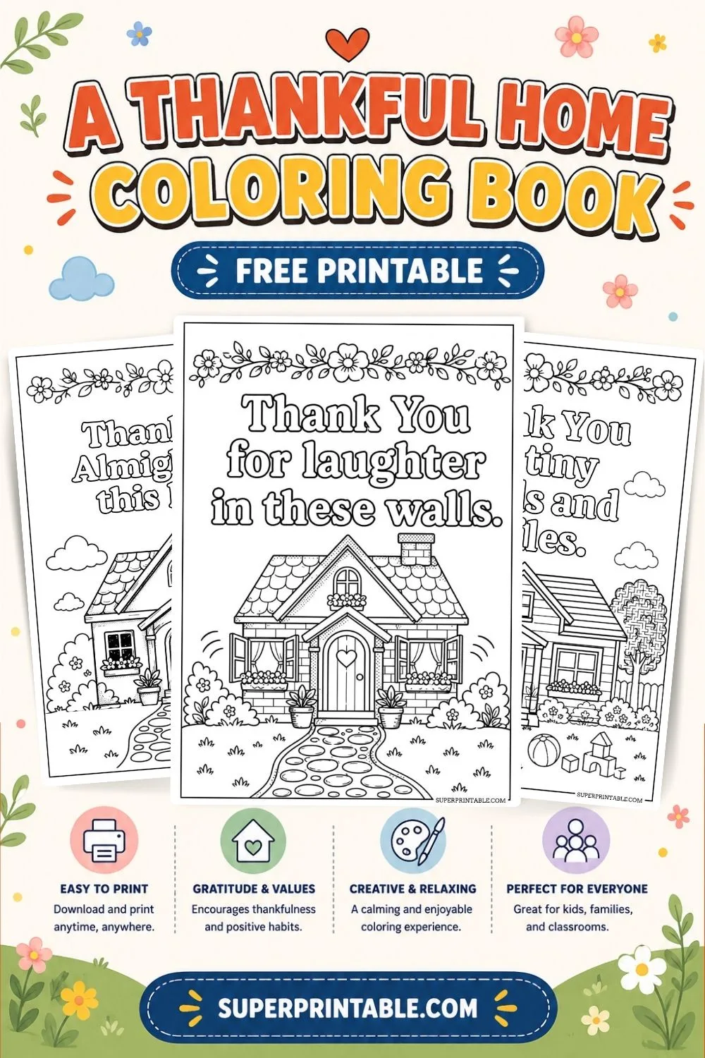 A Thankful Home Coloring Book Pinterest Image