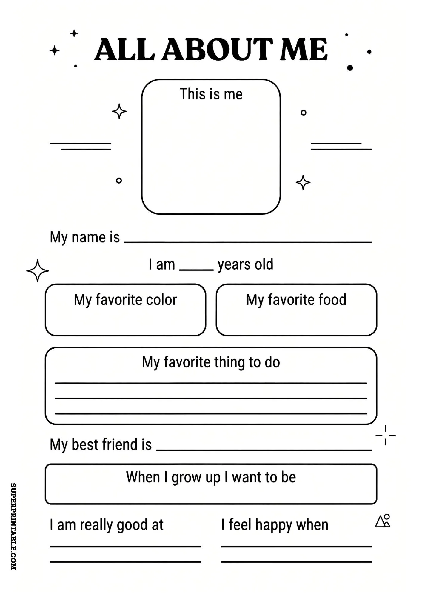 All About Me Worksheet 1