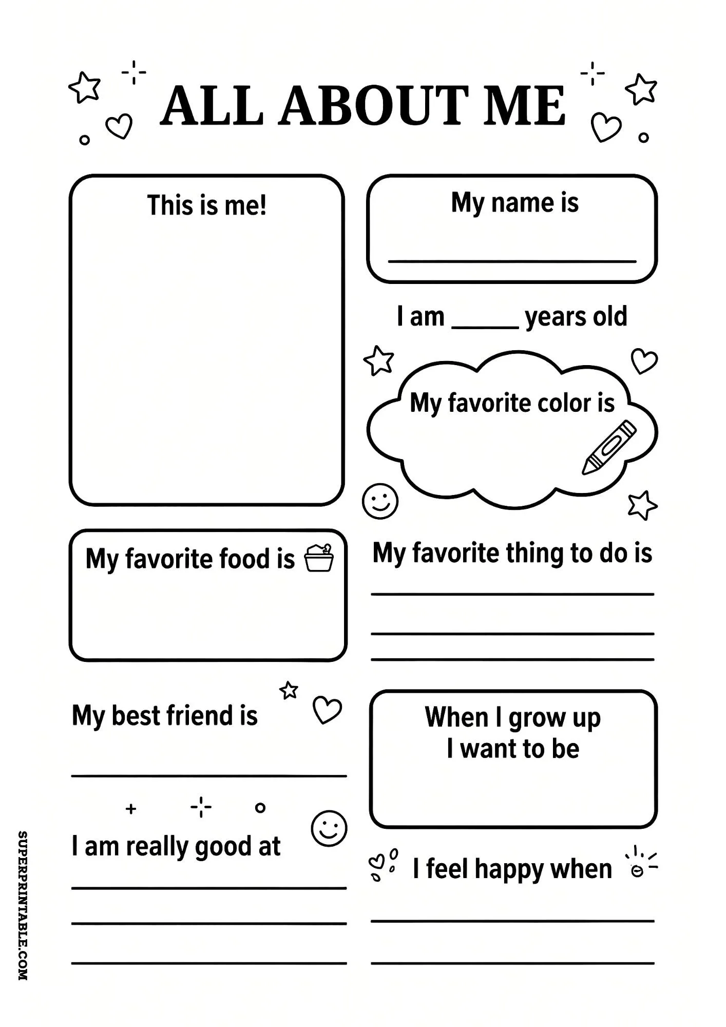 All About Me Worksheet 3