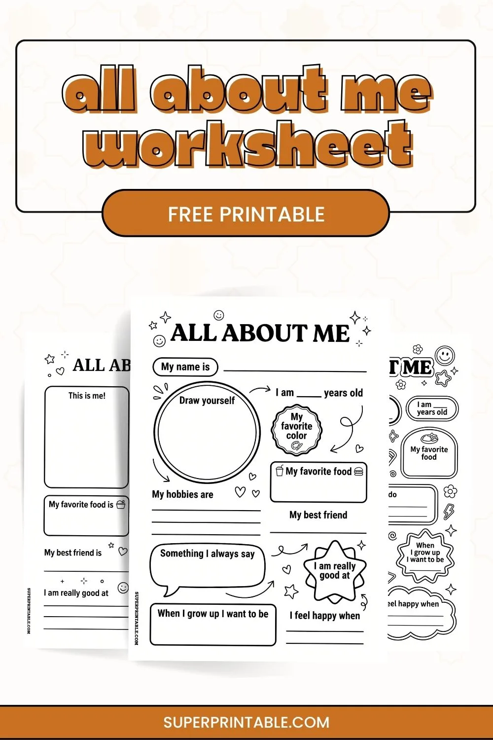 All About Me Worksheet Pinterest Image