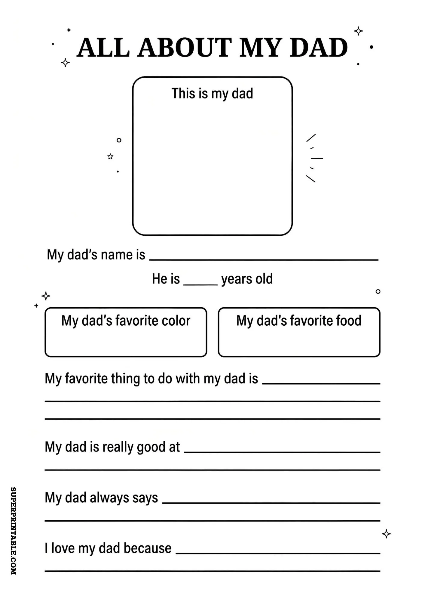 All About My Dad Worksheet 1