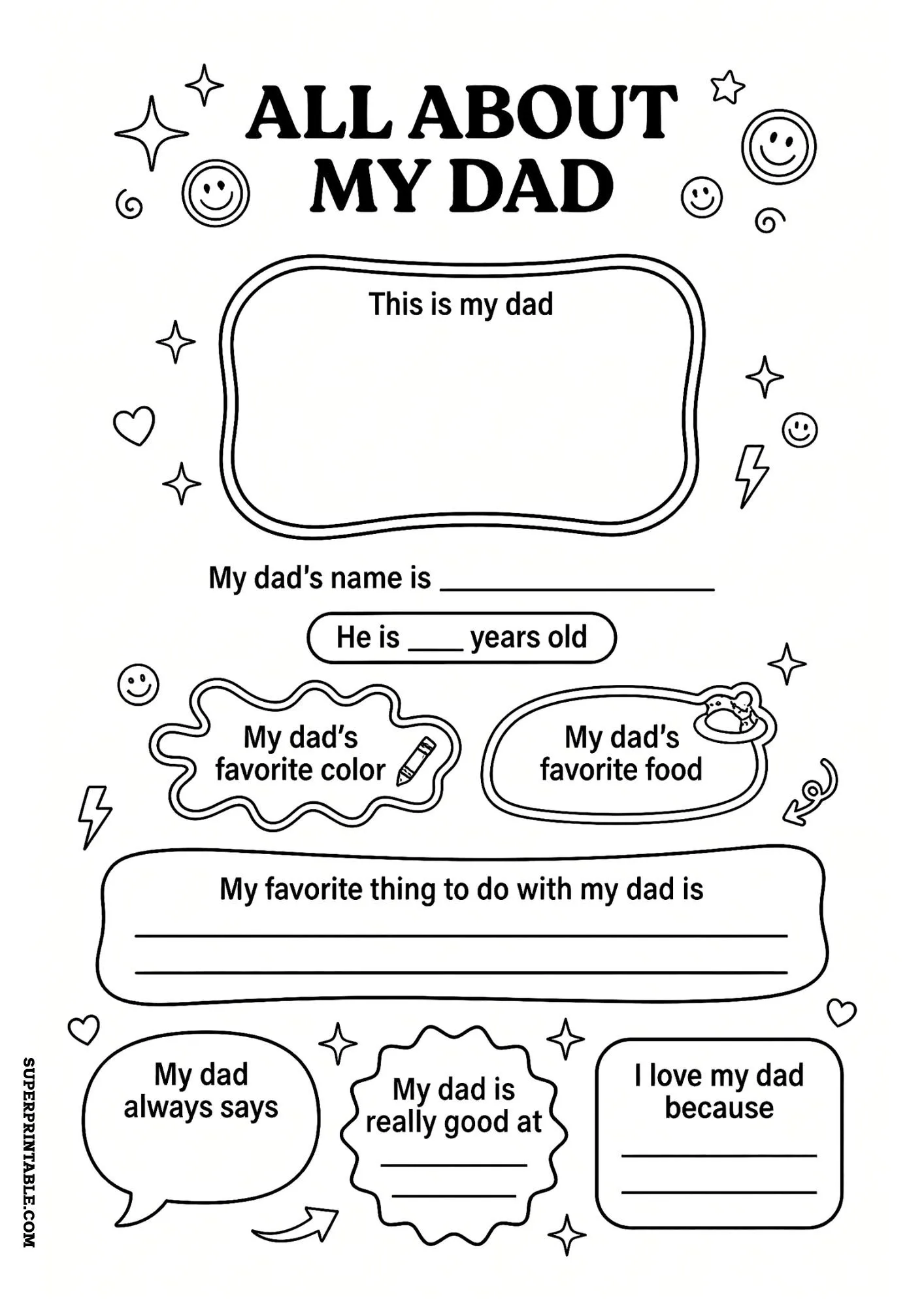 All About My Dad Worksheet 2