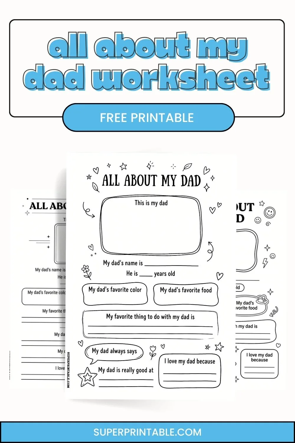 All About My Dad Worksheet Pinterest Image