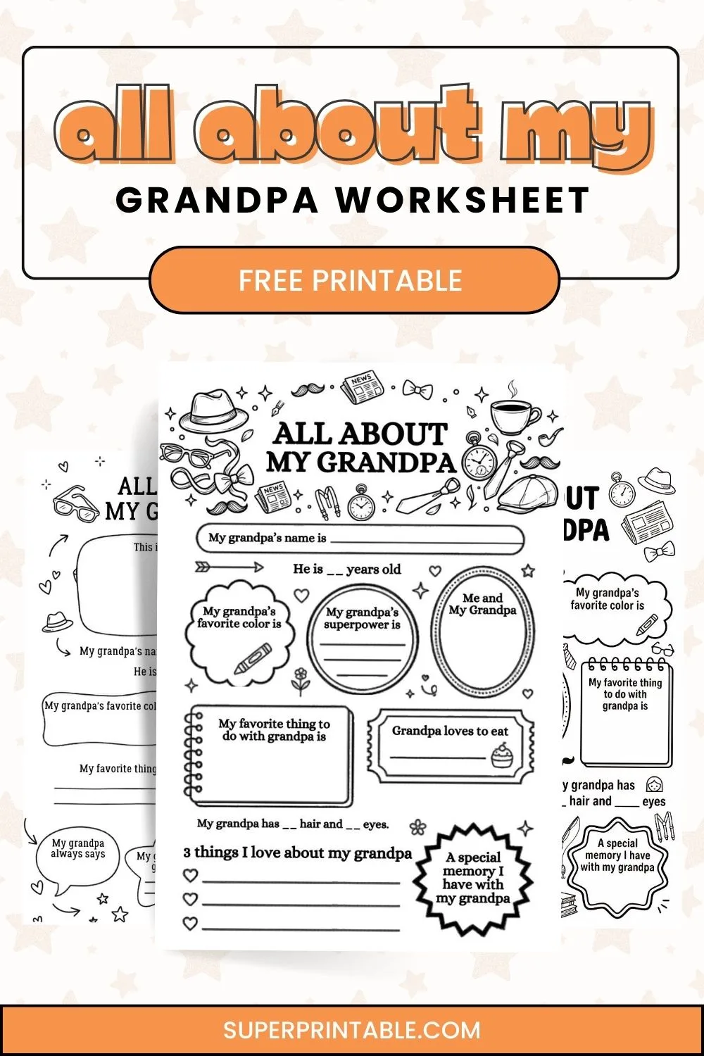 All About My Grandpa Worksheet Pinterest Image