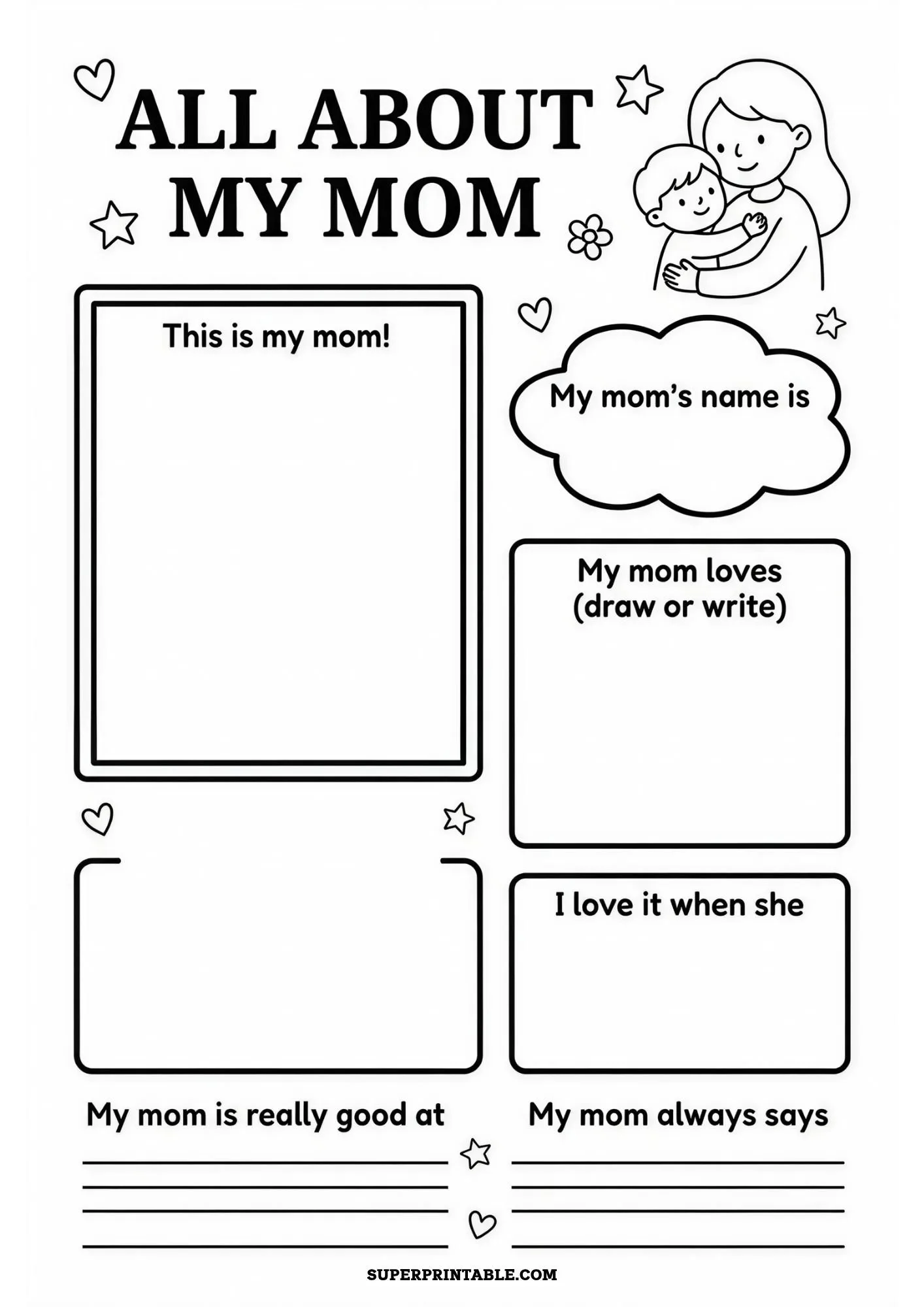 All About My Mom Worksheet 1
