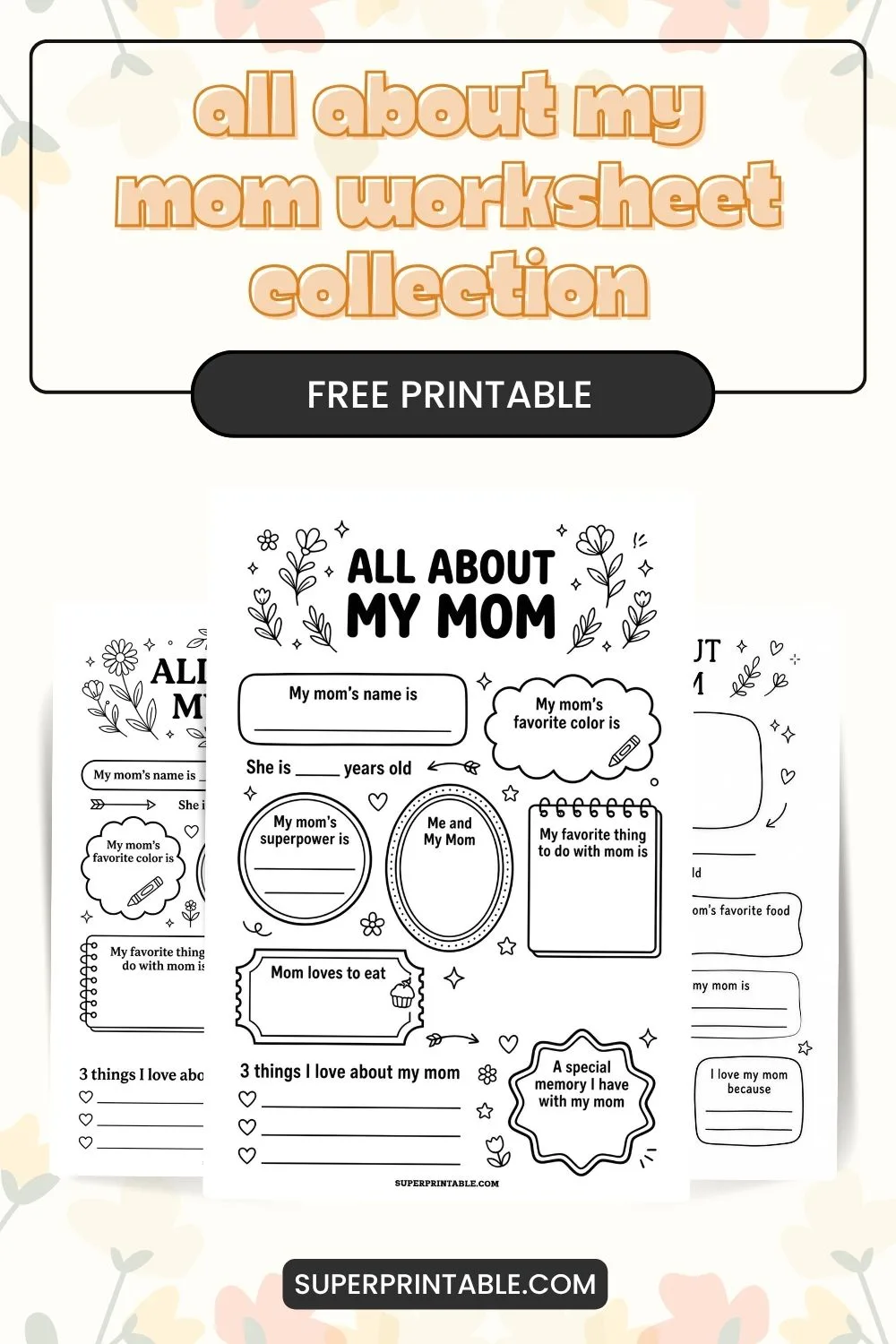 All About My Mom Worksheet Pinterest Image