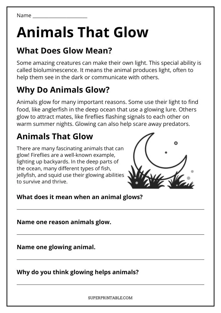 Animals That Glow - Editable